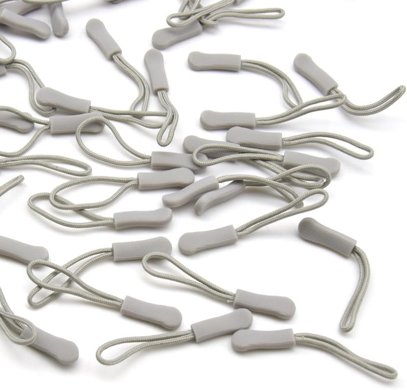 Ruidee 50 Pieces Zipper Pulls Zipper Tabs Zipper Pull Cord Extender Replacement Zipper Pulls for Backpacks, Jackets, Luggage, Purses, Handbags（Light Grey） - Image 5